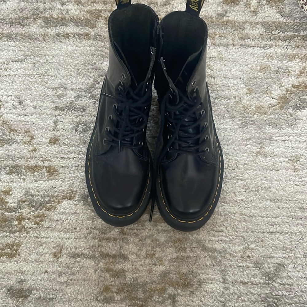 Black Leather Lace-Up Boots